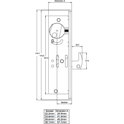 ALPRO 5218 Screw-In Mortice Hookbolt Case - 25mm Backset - Click Image to Close