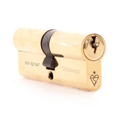 1 Star Euro Cylinder - 100mm (50 x 50) Polished Brass - Click Image to Close