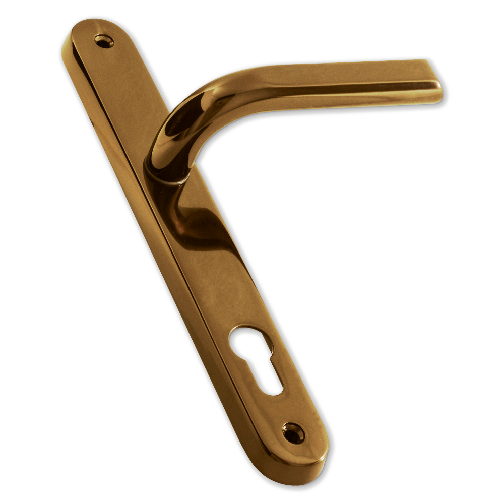 85PZ Lever/Lever Handle 242/210mm Sprung, Polished Gold - Click Image to Close