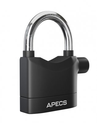 APECS 70mm Alarmed Padlock Black with 3 Keys - Click Image to Close