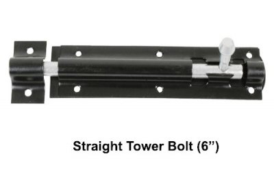 Tower Bolt Black 152mm - 6" - Click Image to Close